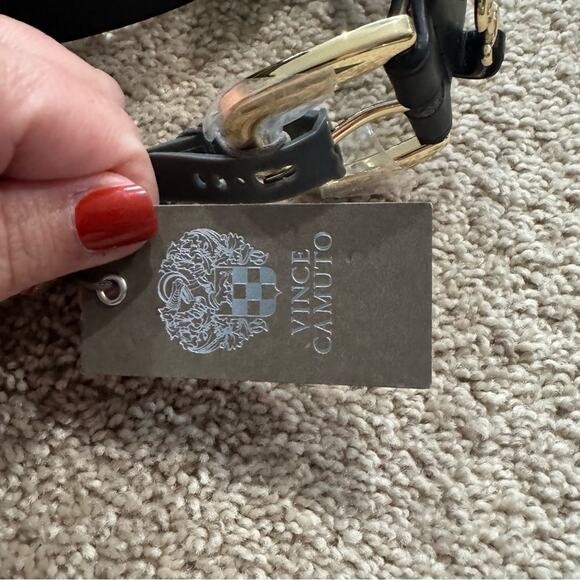 NWT Vince Camuto Black & Gold Dressy Belt Women’s Size Large Faux Leather - Picture 4 of 8